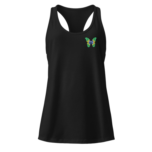 Brazilian Flag Butterfly Tank Top with butterfly in green, yellow, and blue