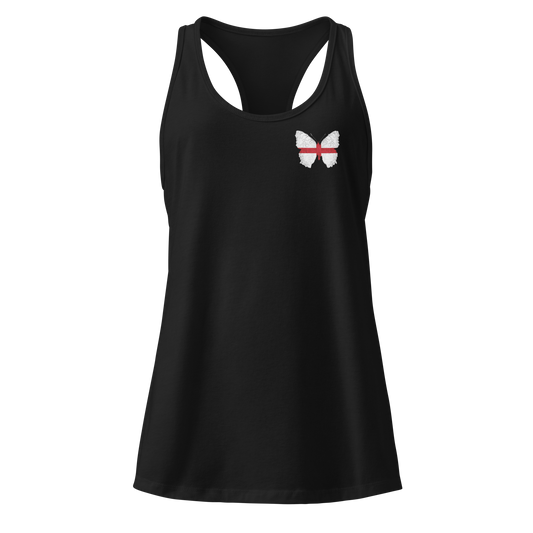 English Flag Butterfly Tank Top with butterfly in St George’s Cross design
