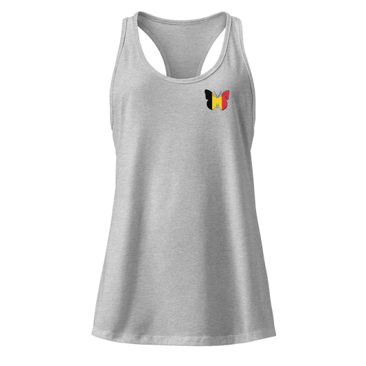 Belgian Flag Butterfly Tank Top with butterfly in black, yellow, and red