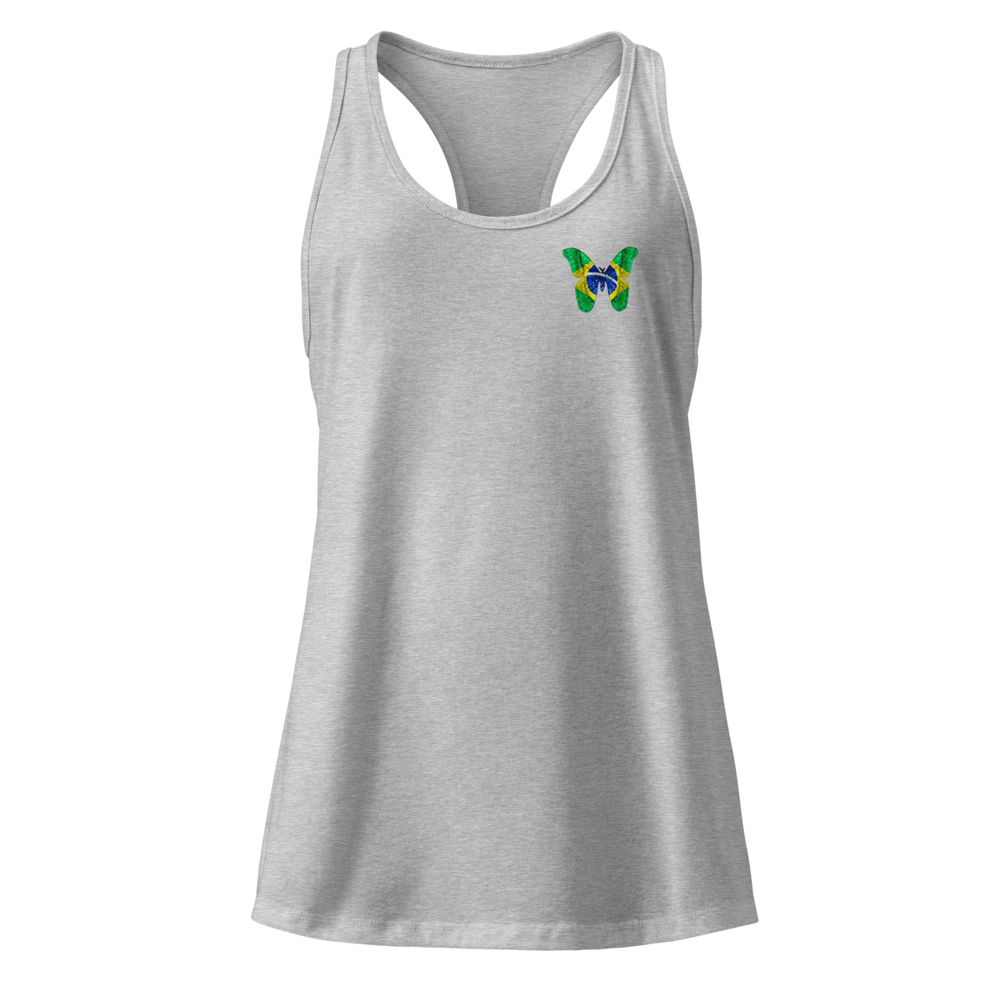 Brazilian Flag Butterfly Tank Top with butterfly in green, yellow, and blue