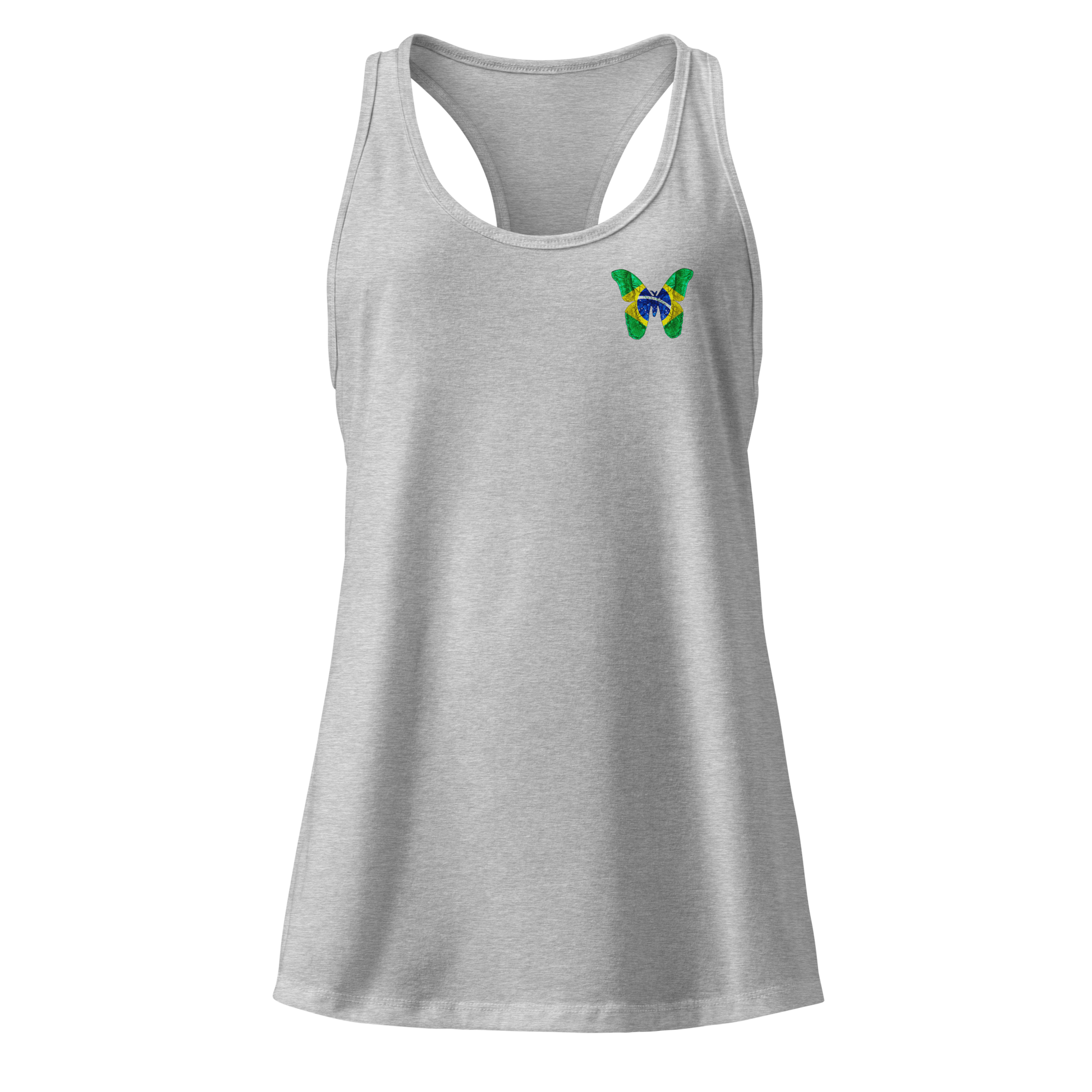 Brazilian Flag Butterfly Tank Top with butterfly in green, yellow, and blue