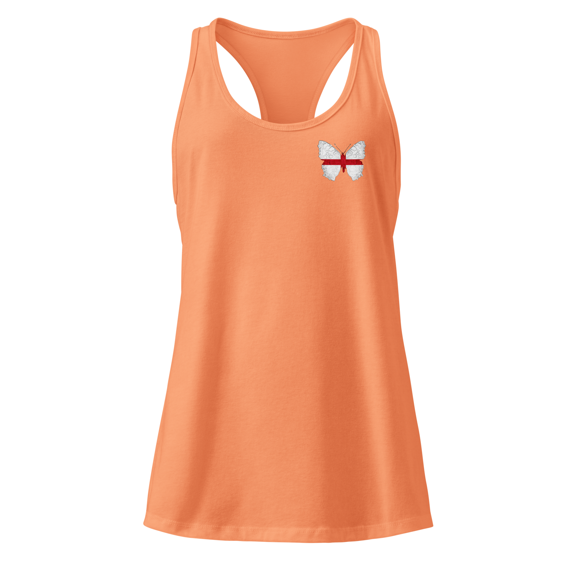 English Flag Butterfly Tank Top with butterfly in St George’s Cross design