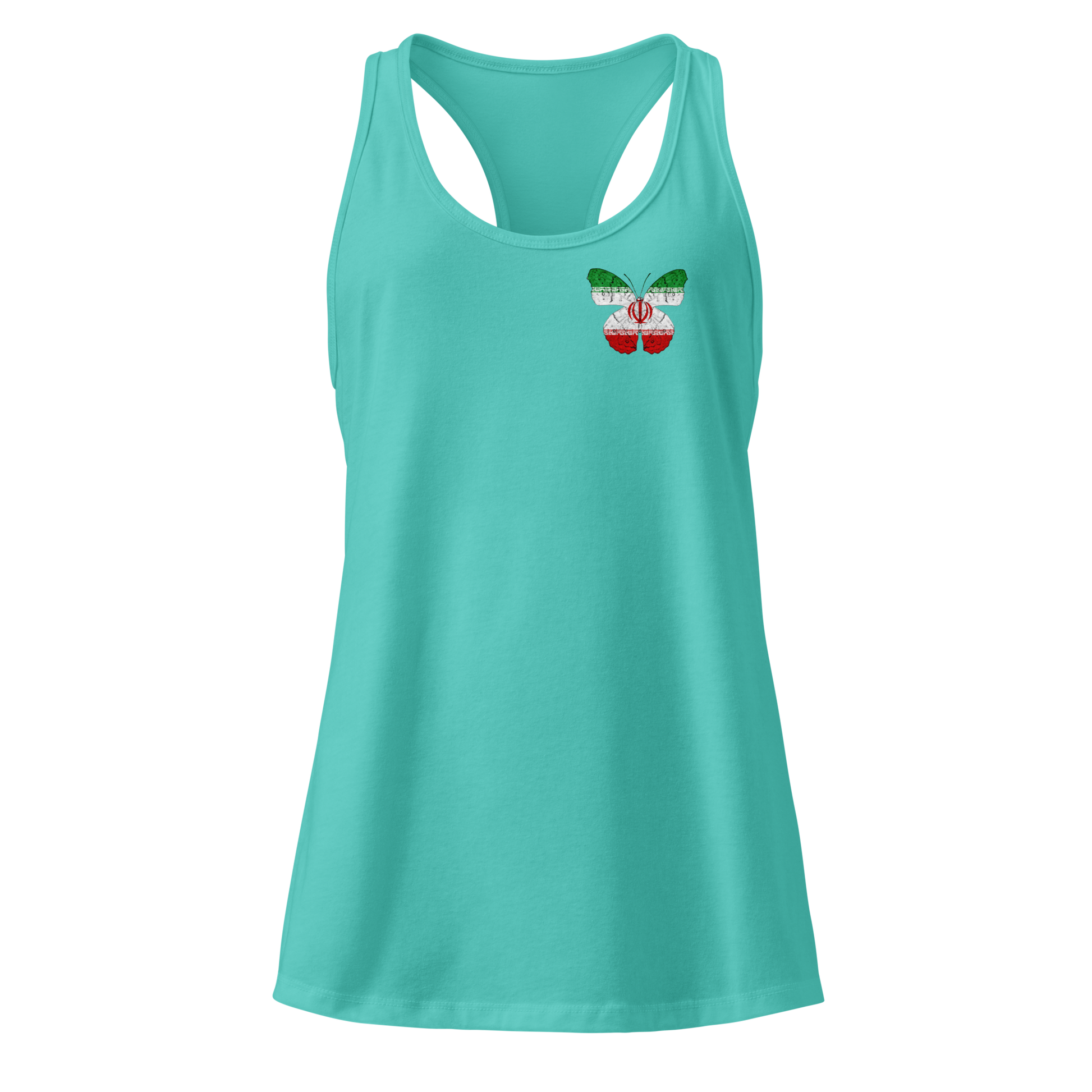 Iranian Flag Butterfly Tank Top with butterfly in Iranian flag colours