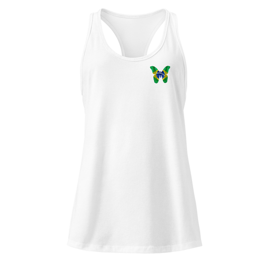 Brazilian Flag Butterfly Tank Top with butterfly in green, yellow, and blue