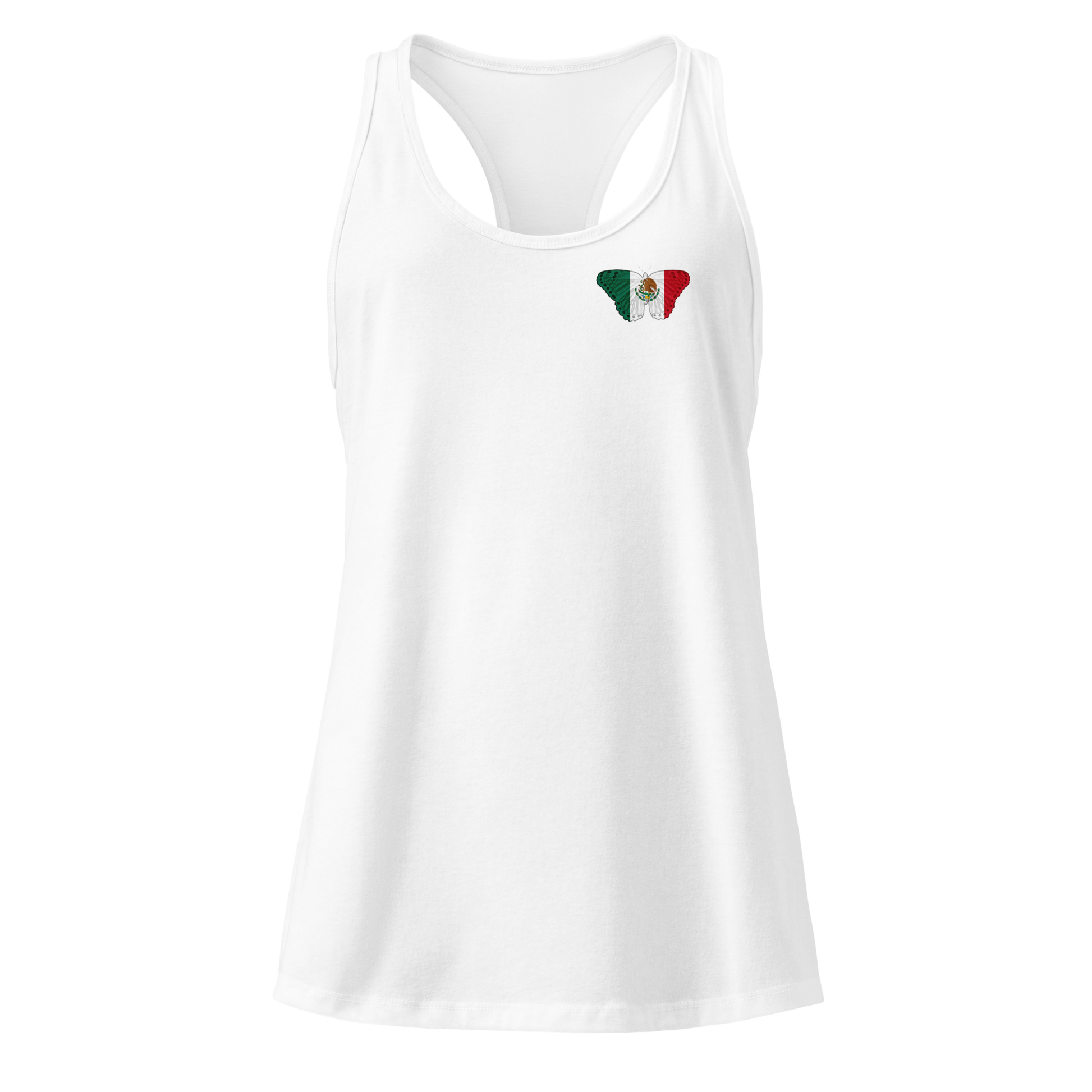 Mexican Flag Butterfly Tank Top with butterfly in Mexico’s flag colours