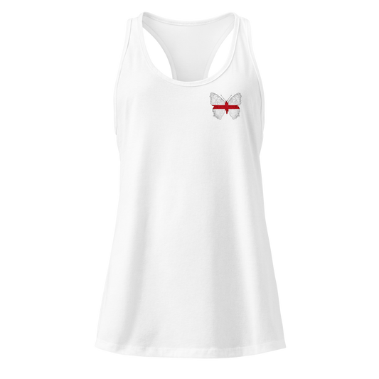 English Flag Butterfly Tank Top with butterfly in St George’s Cross design